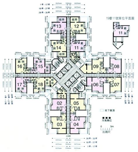 公屋窗尺寸|標準型大廈樓宇樣本平面圖 